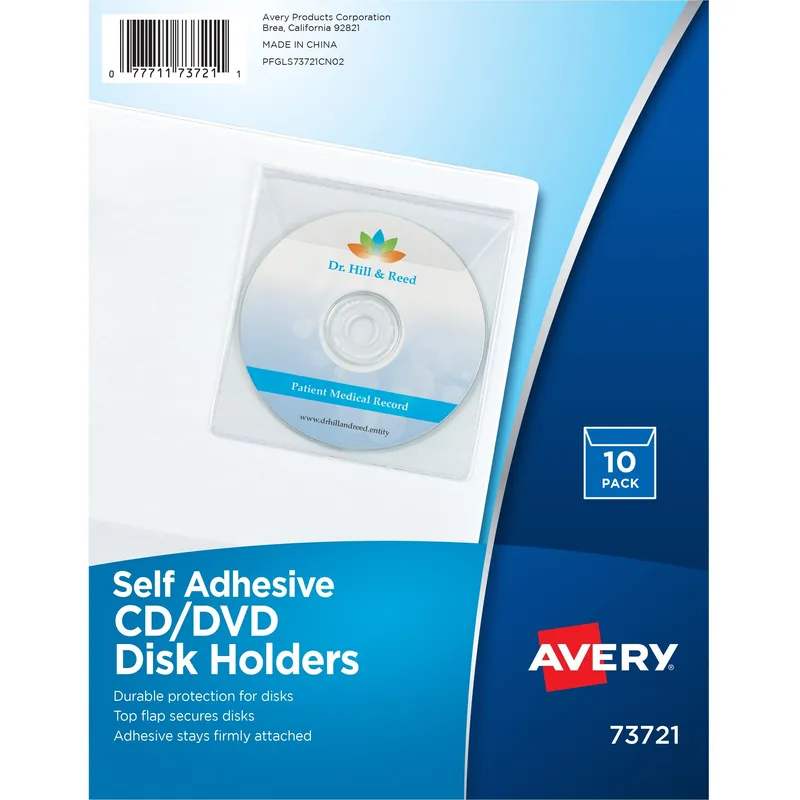 Avery® Vinyl Self-Adhesive Media/CD/DVD Pockets - AVE73721